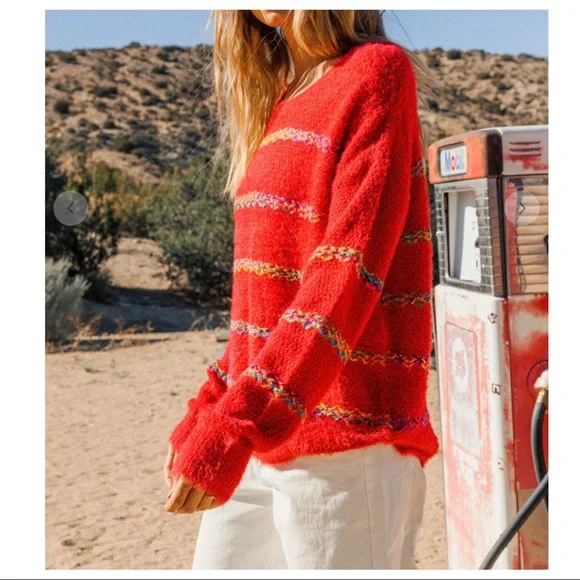 Boho chic Strip Knit Sweater Top - Picture 4 of 8